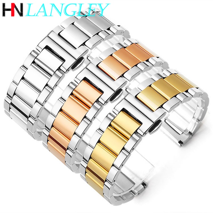 MONTBLANC Dây Đeo Đồng Hồ 21mm 23mm 16mm 18mm 20mm 22mm 24/26mm Bằng Thép Không Gỉ