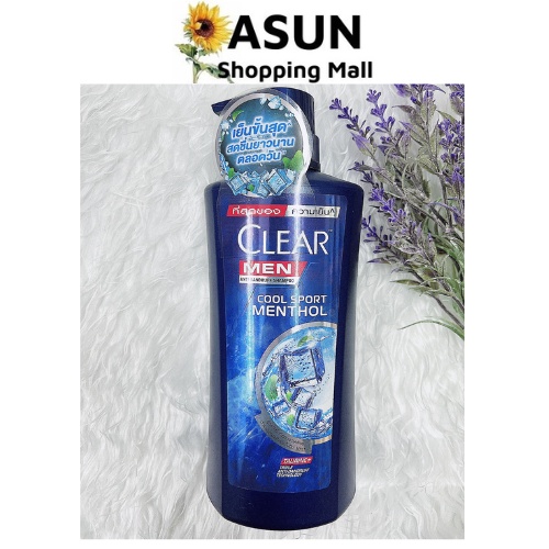 Dầu Gội Clear Men 410ml Tinh Thể Đá Cool Sport Menthol Mát Lạnh, Sạch Gàu