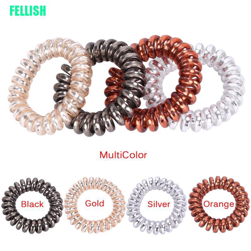 Set 1 / 5 Dây buộc tóc kiểu lò xo co giãn nhiều màu tùy chọn thời trang