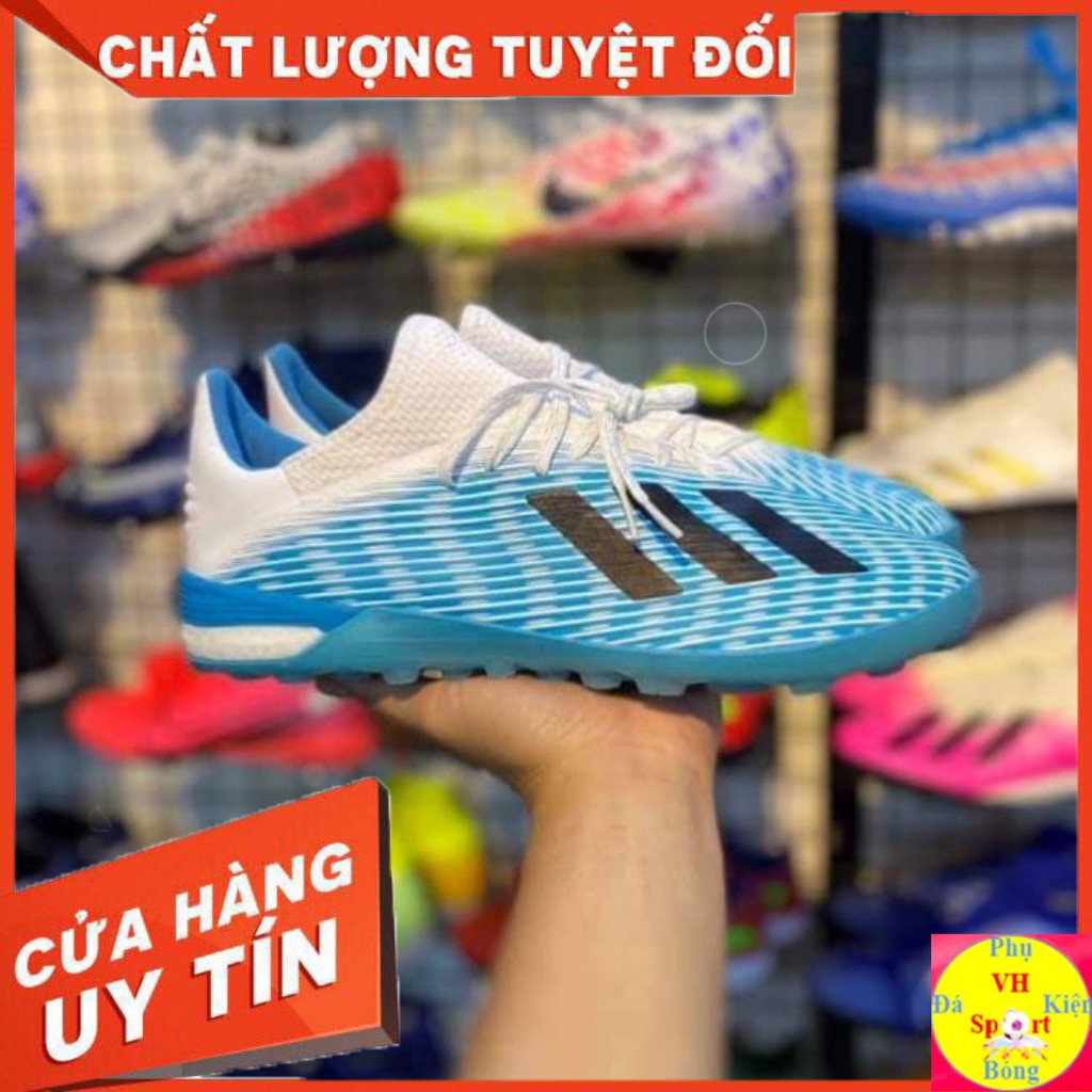 [TẶNG POSTER] Giày đá bóng sân cỏ nhân tạo giá rẻ cao cấp Adidas X 19.1 Xanh Ngọc TF