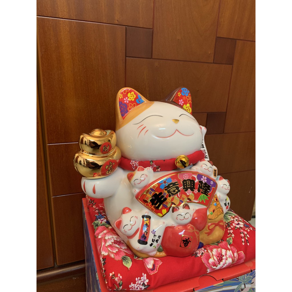 [Big Sale] Mèo Thần Tài Sứ , Mèo May Mắn Maneki Neko 20cm . Vẩy Tay Gọi Khách BÁT PHƯƠNG KHAI TÀI