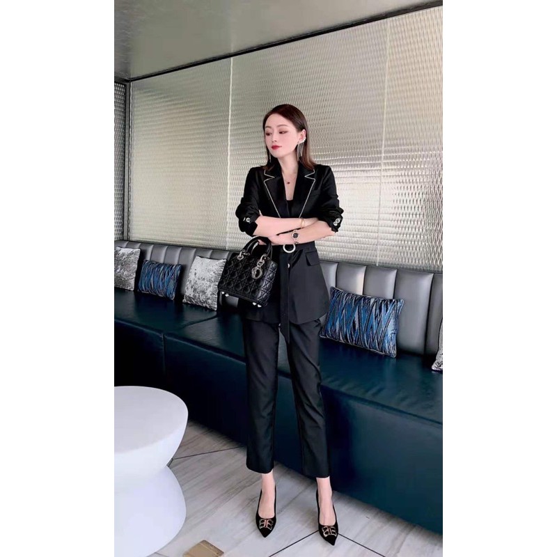 set công sở trang phục nữ cao cấp áo vest với quần âu tôn dáng chị em