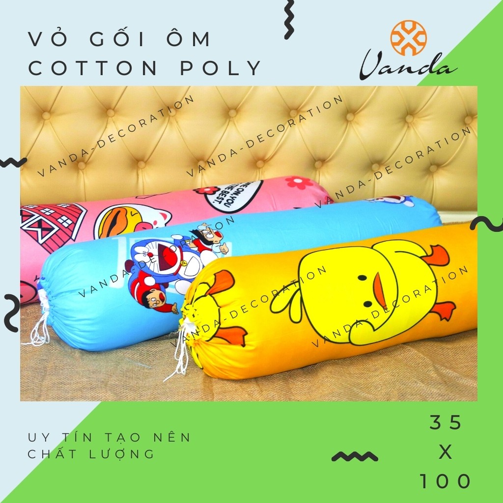 XẢ KHO Vỏ gối ÔM Cotton Poly họa tiết kích thước 35x100 (cm)