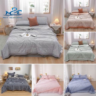Bộ chăn ga gối Cotton Đũi Nhật M2T bedding sét hè chăn chần bông miễn phí bo chun drap ga giường