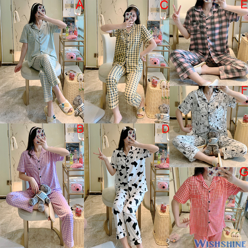 Bộ đồ ngủ cotton tay ngắn đáng yêu cho nữ