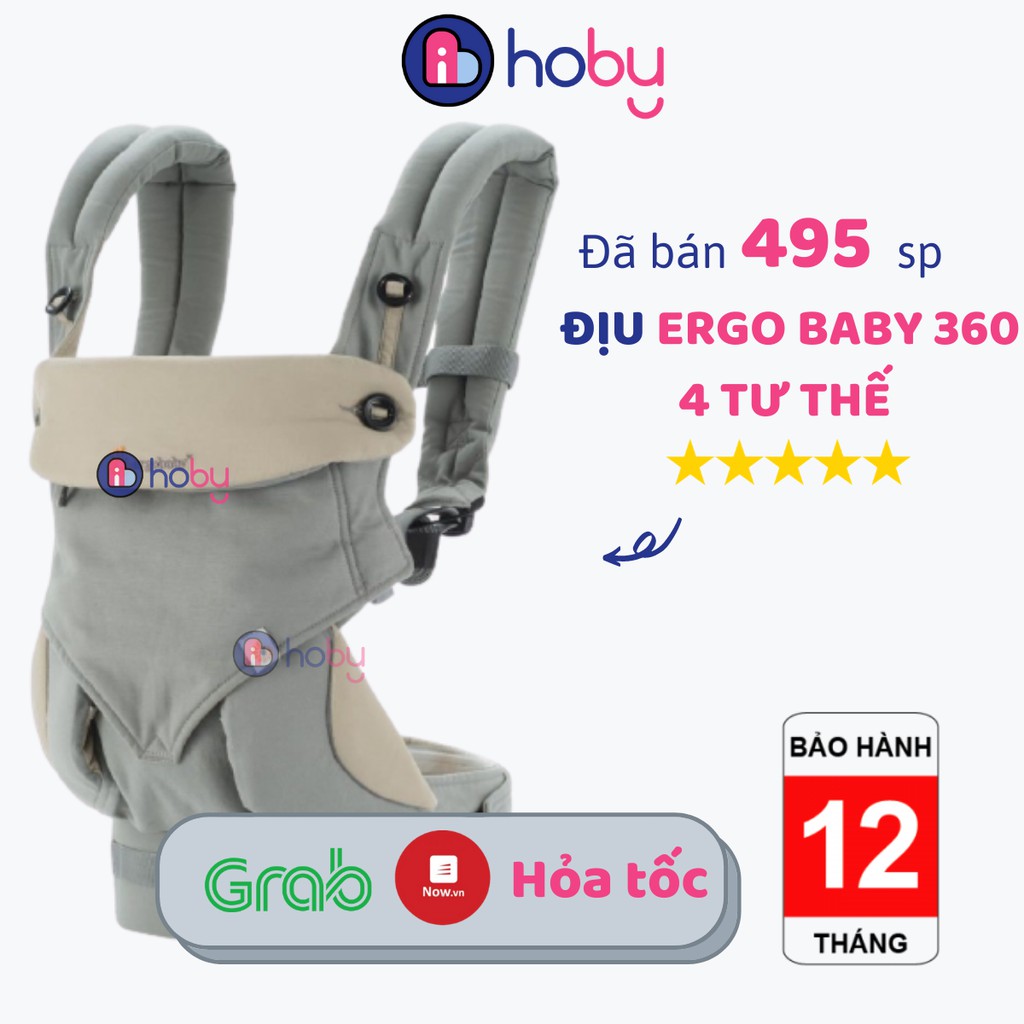 Địu em bé 4 tư thế trợ lực Ergobaby 360 cho bé 0-36 tháng - Địu Ergo Baby 360 đi xe máy, có đỡ cổ, chất liệu vải cotton