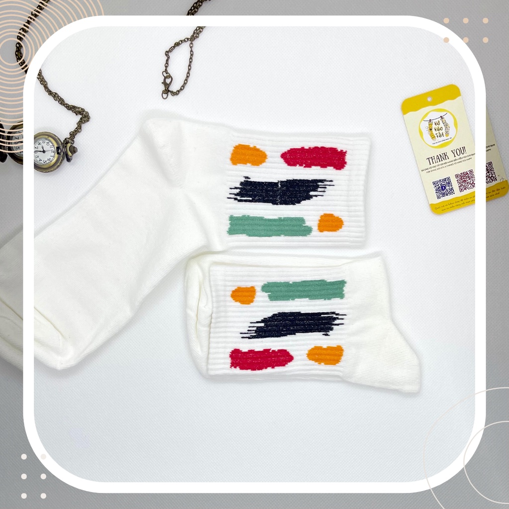 TẤT VỚ CỔ CAO TRUNG HỌA TIẾT VỆT MÀU SƠN ĐỘC ĐÁO