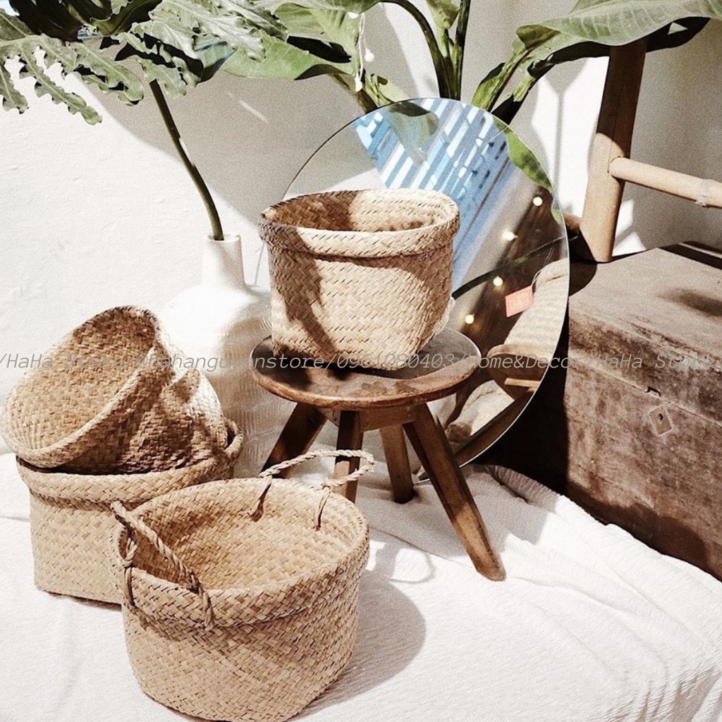 Thúng Cói Decor Cây Cảnh - Giỏ Cói Trồng Cây GCD02-1