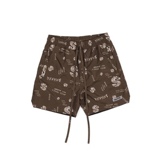 Nylon print short in brown -