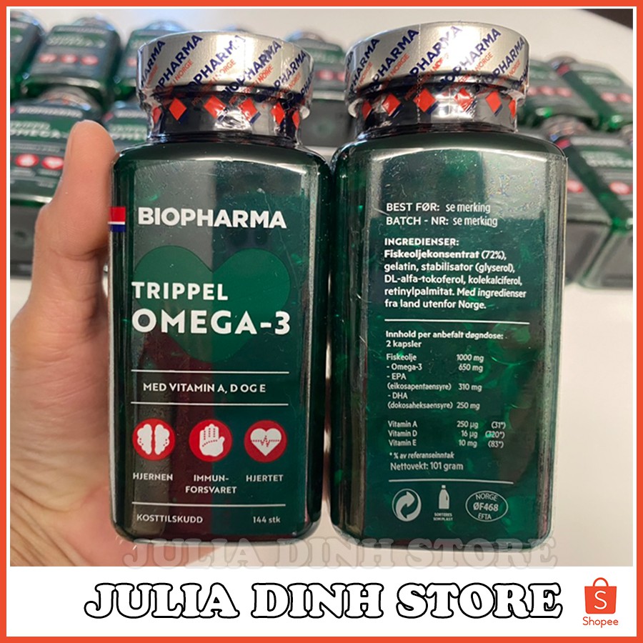 Dầu cá Omega-3 Biopharma Trippel Nauy 144 viên