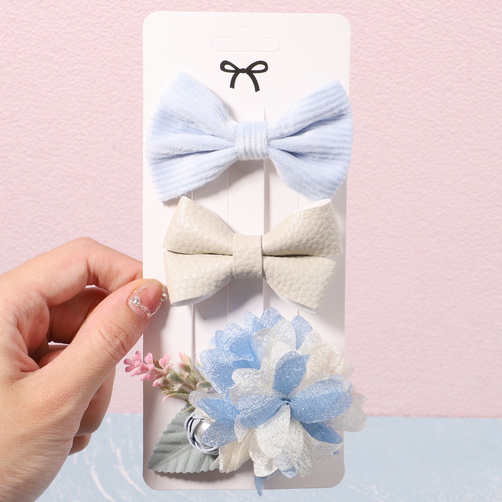 KIDSBOWS Set 3 Kẹp Tóc Hình Nơ / Bông Hoa Xinh Xắn Cho Bé Gái