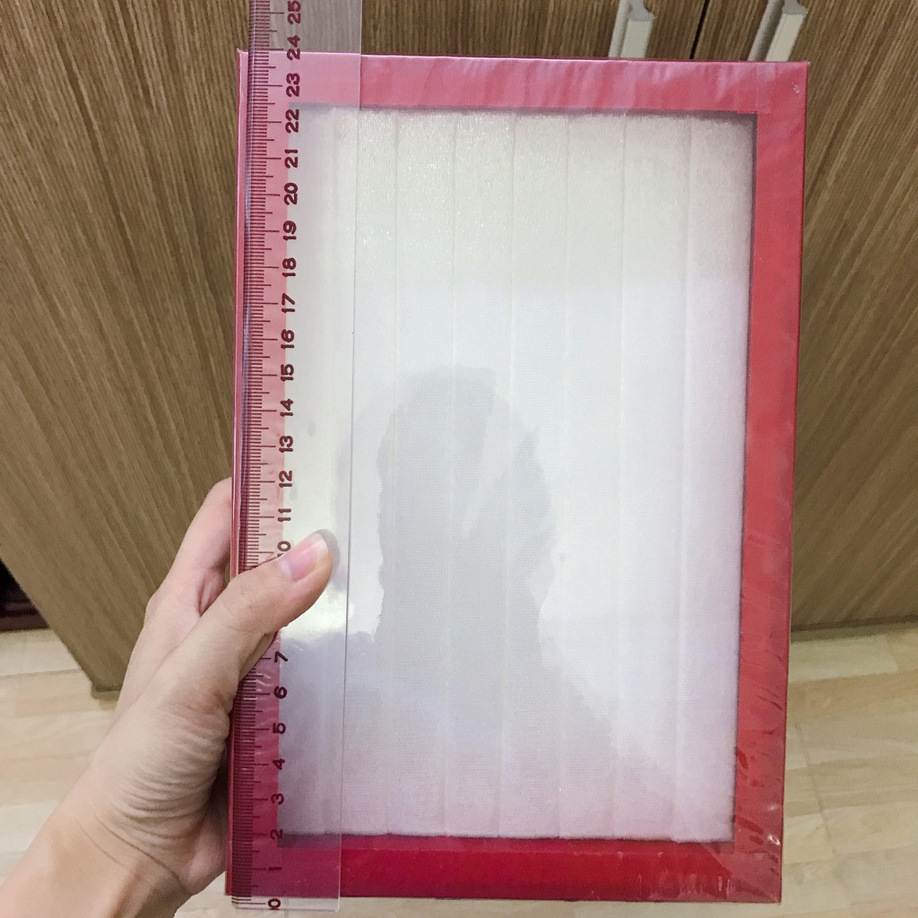 Mộc - hộp nhung trưng bày nhẫn nắp kính màu đỏ màu đen màu trắng size 23,5 x 16 x 4cm