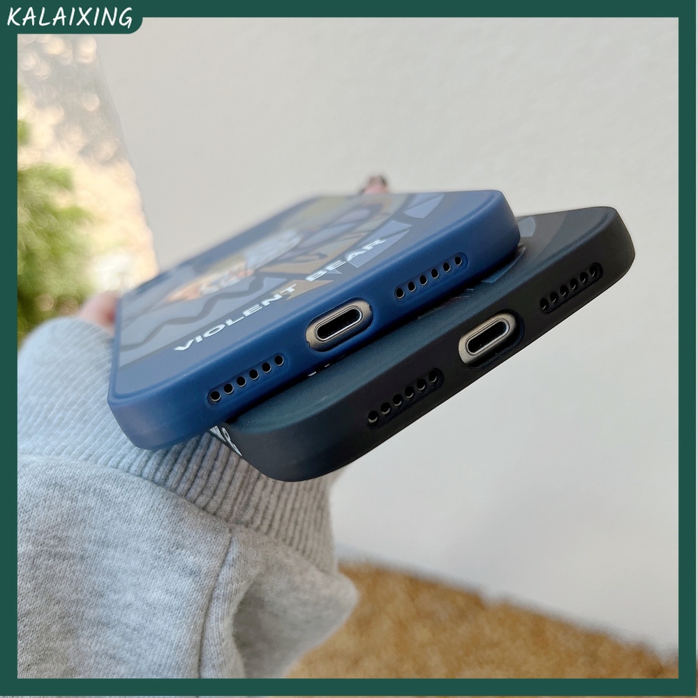 Ốp Điện Thoại TPU Mềm Hình Vuông Họa Tiết Gấu Cho iPhone 13 / 12 / 11 Pro Max mini 7plus