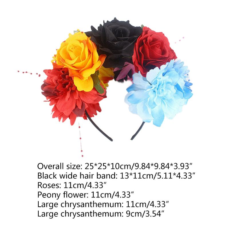 Flgo Vòng Hoa Hồng / Mẫu Đơn / Vương Miện Đính Hạt Nhiều Màu Trang Sức Ngày Halloween