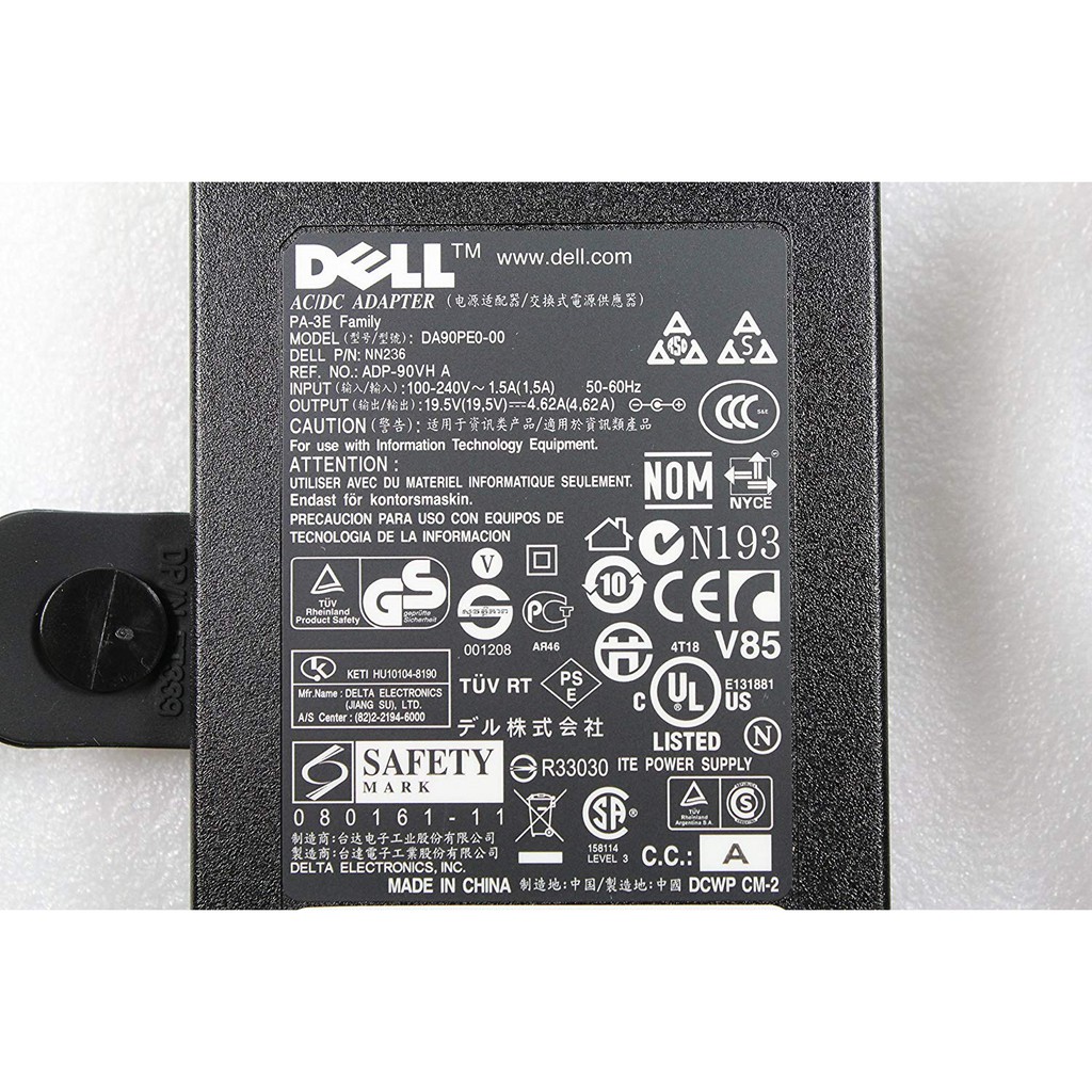 SẠC LAPTOP DELL 19.5V-4.62A Slim - Hàng nhập khẩu + Tặng dây nguồn dài 1.8m, bộ vệ sinh laptop