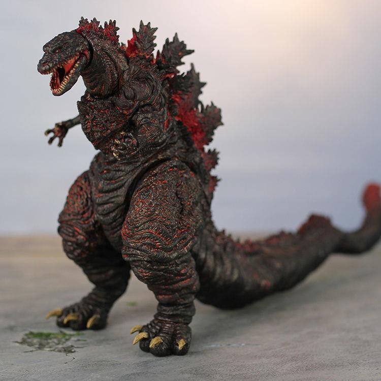 ♟Đồ chơi trẻ em cao su mềm 2018 bông sen đỏ Godzilla có thể di chuyển trang trí quái vật quá khổ mô hình khủng long
