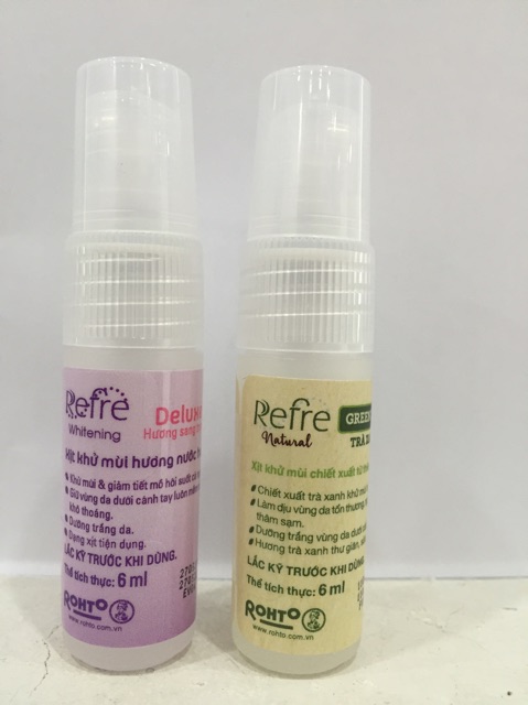 Xịt khử mùi Refre Natural hương nước hoa refre 6ml hương trà xanh (green tea) hoặc hương sang trọng (deluxe) | BigBuy360 - bigbuy360.vn