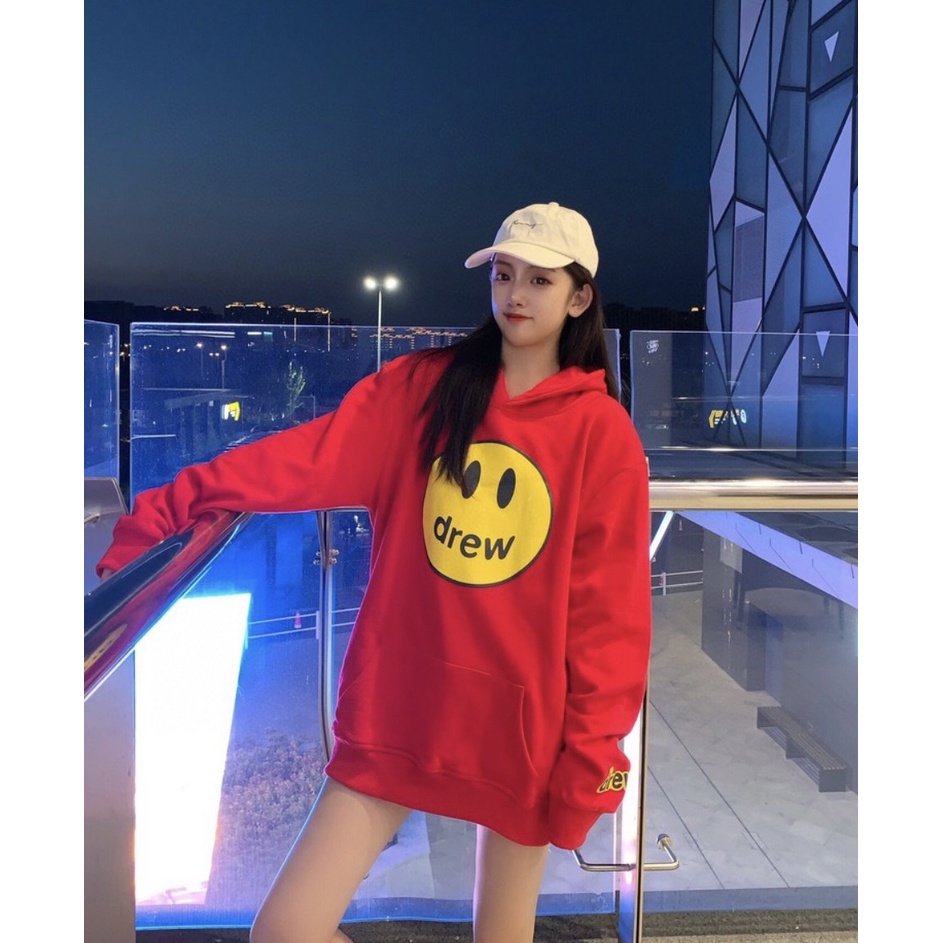 [Ảnh Thật] Áo Hoodie Drew Mặt Cười - Hình In Cao Su - Nỉ Bông Cotton -  Full Tag Bọc - Tặng móc khóa