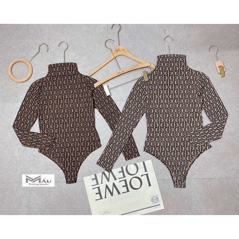 Áo bodysuit hoạ tiết cổ lọ