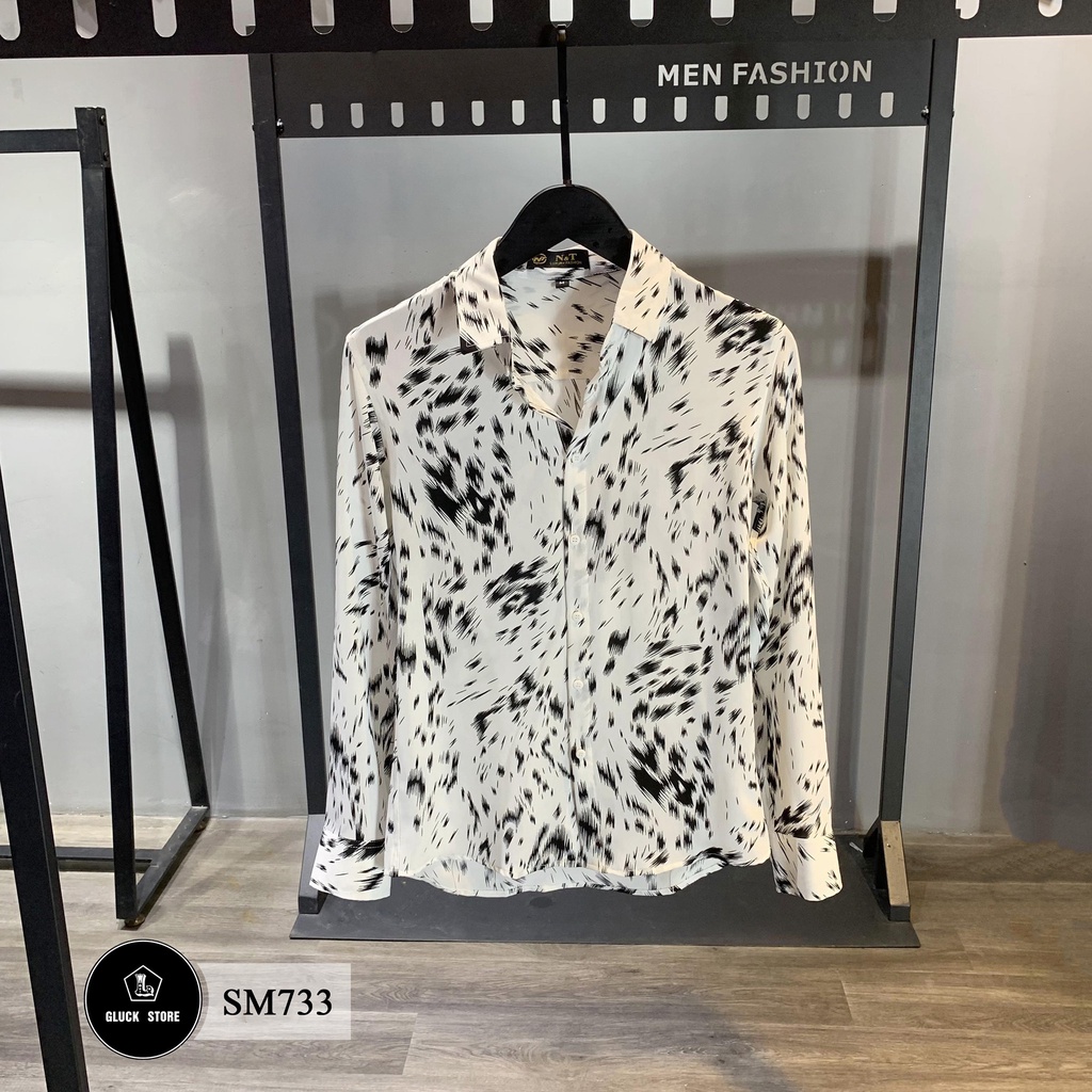 Áo sơ mi nam cao cấp dài tay form ôm vải lụa mềm mịn chống nhăn bền đẹp hoạ tiết đơn giản cực sang SM733 | BigBuy360 - bigbuy360.vn
