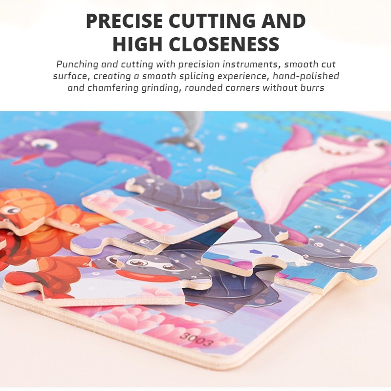 30 mảnh ghép bằng gỗ 3-7 tuổi phim hoạt hình động vật phẳng câu đố câu đố dạy đồ chơi trẻ em sớm