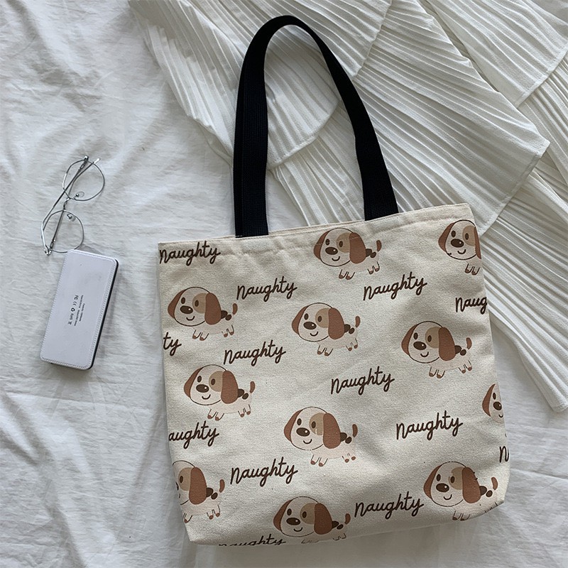 Túi tote vải canvas đi học đẹp cute hình cún yêu Sollle TO05P