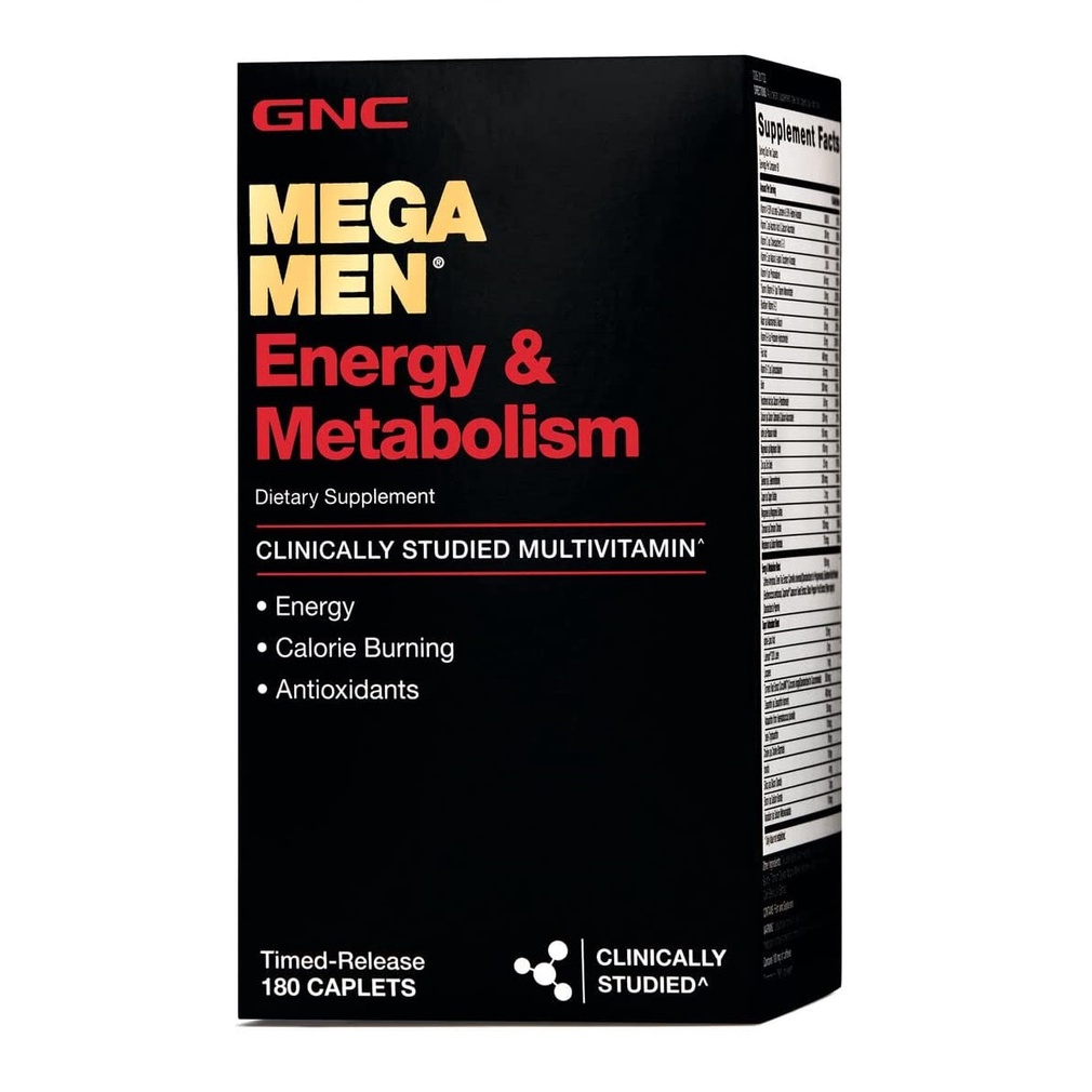 GNC Mega Men Energy And Metabolism - Viên uống giúp tăng năng lượng và tăng cường trao đổi chất cho nam giới 180 viên