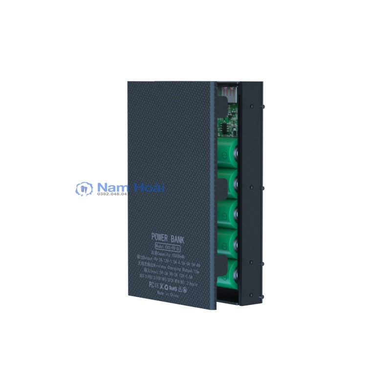 Box sạc dự phòng 5 cell sạc nhanh QC 3.0, PD 3.0, Không dây 15W