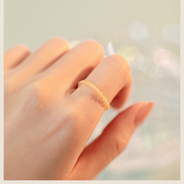 [Hàng Mới Về] Nhẫn Đính Hạt Citrine 2mm Thời Trang Xuân Hè Cho Nữ