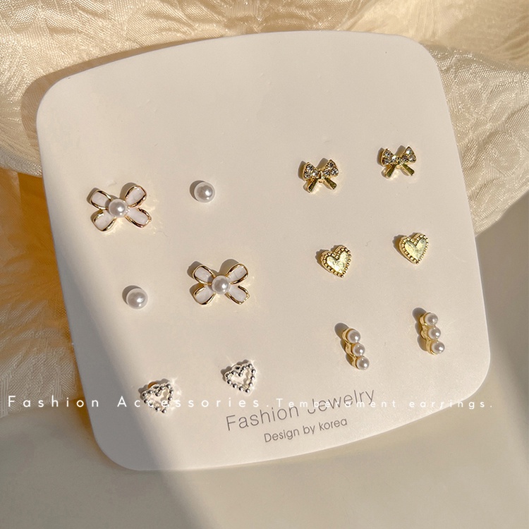 Đôi Bông Tai Hình Nơ Đính Ngọc Trai Thời Trang Dễ Thương Cho Nữ