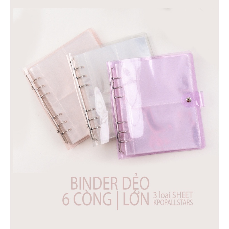 [A4 lùn 6 lỗ] Trang sheet lẻ đựng card cho Binder Glitter nhũ vuông 6 còng A4 lùn. Sheet có 1/ 2/ 4 ô