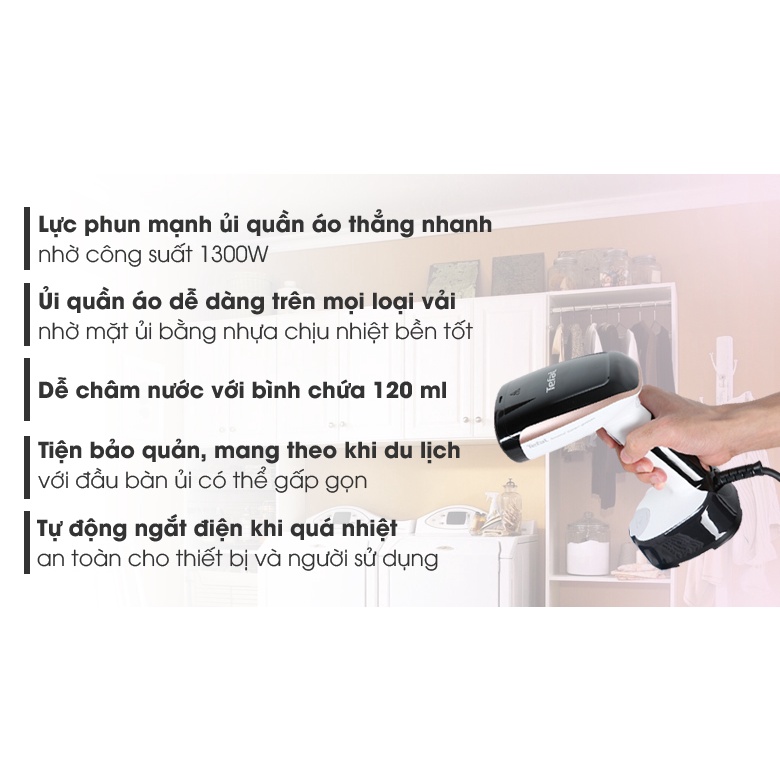 Bàn ủi hơi nước cầm tay Tefal DT3030E0- Hàng Chính Hãng- Bảo Hành Toàn Quốc