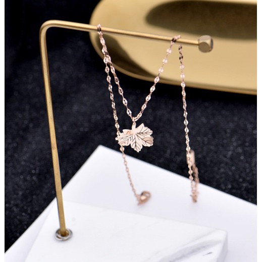 Dây chuyền nữ titan cao cấp lá phong siêu đẹp, bền màu, chuẩn thời trang