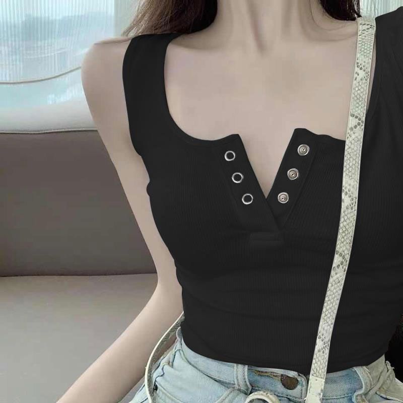 Áo Ba Lỗ Cúc Bấm A4BLCB Chất Thun Gân Croptop