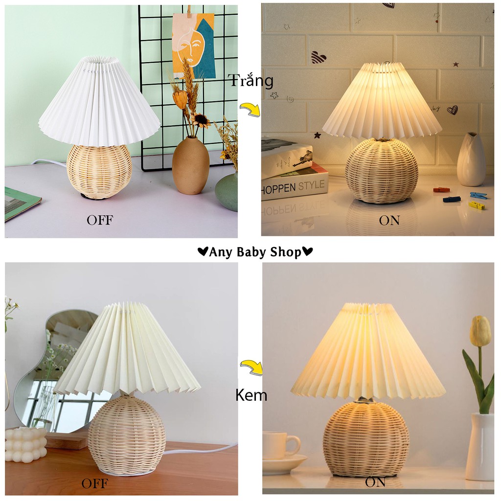 Đèn ngủ để bàn đế mây 3 chế độ màu Vintage phong cách Hàn Quốc decor phòng,quán siêu lung linh(hàng có sẵn)❣❣