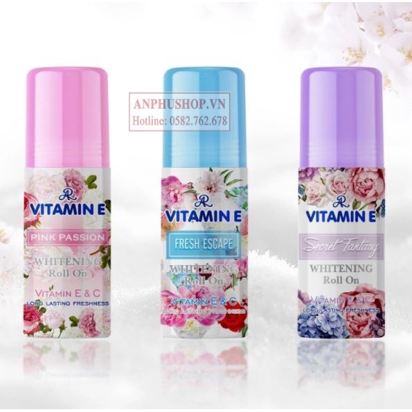 Lăn khử mùi hương nước hoa AR Vitamin E Whitening Roll On (Hàng chính hãng)