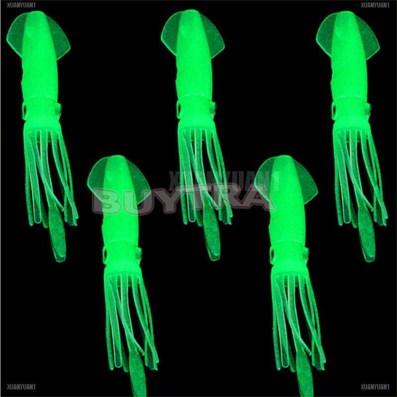 [XUANYUAN1] Set 5 Mồi Câu Cá Giả Hình Mực Phát Quang Mềm 4.3 &quot;B2