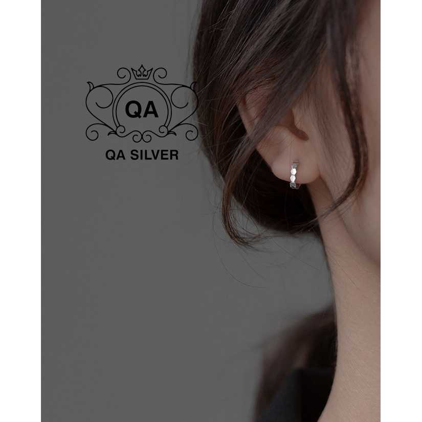 Khuyên tai bạc 925 tròn đa giác bông kẹp vành nam nữ S925 HOOP QA SILVER Earrings EA220502