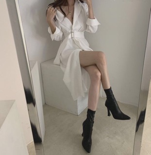 Đầm sơ mi thắt eo