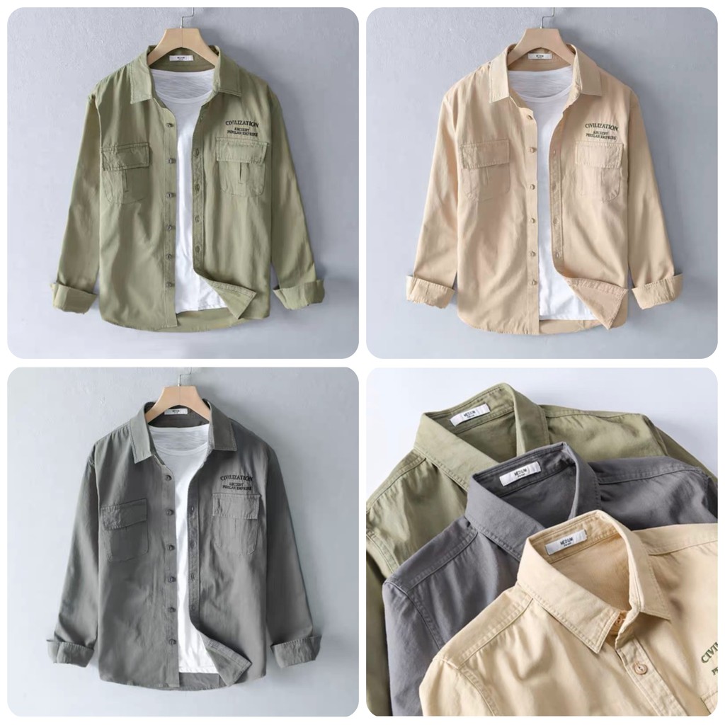 Áo Sơ Mi Kaki Dài Tay Unisex Form Rộng Nhiều Màu Chất Lượng Cao | BigBuy360 - bigbuy360.vn