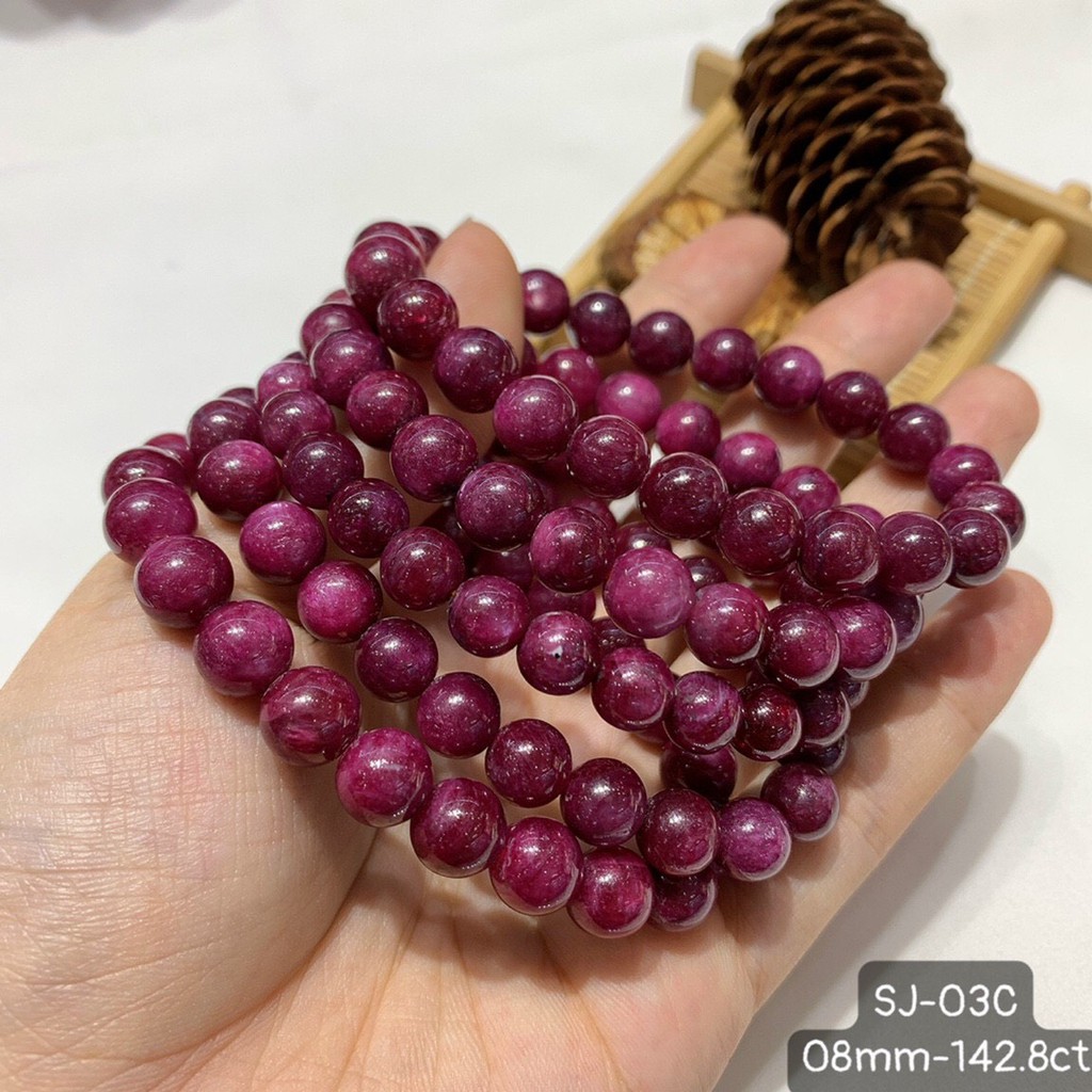 Vòng Tay RB Nam Phi Đỏ Đậm Đẹp Tuyệt Vời Size 8-10mm