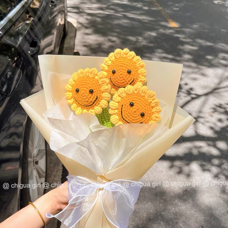 Bó hoa hướng dương bằng len cực xinh