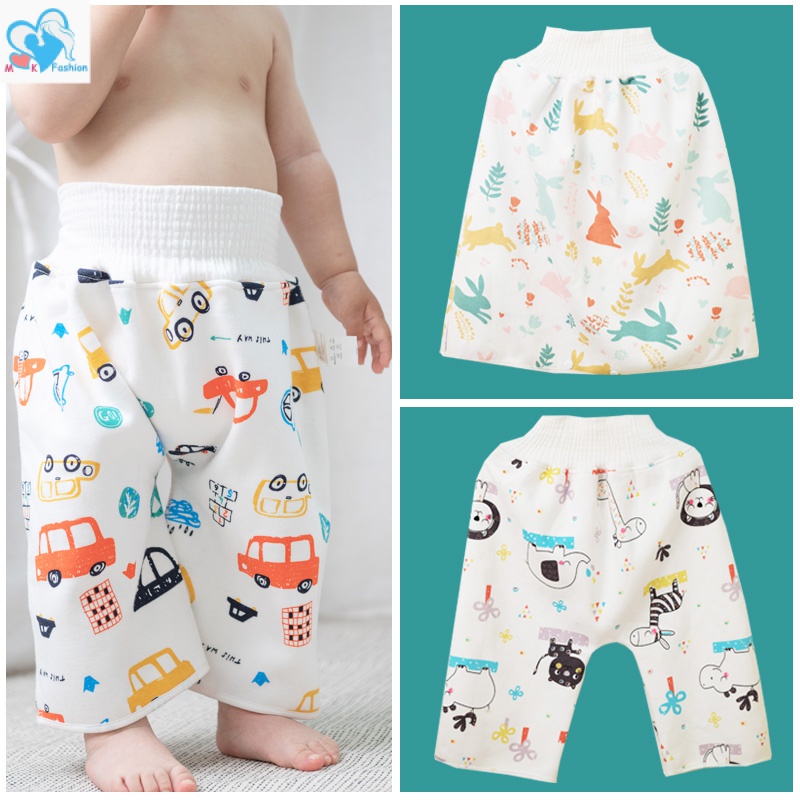 Quần Tã Dạng Váy Lưng Cao Bằng Cotton Chống Nước Chống Rò Rỉ Có Thể Tái Sử Dụng Cho Mẹ Và Bé