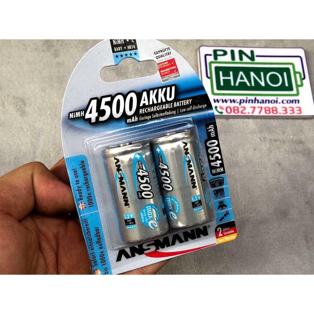 Vỉ 2 pin sạc ANSMANN Pin Trung NiMH C 4500mAh Baby C HR14 BL2 5035351