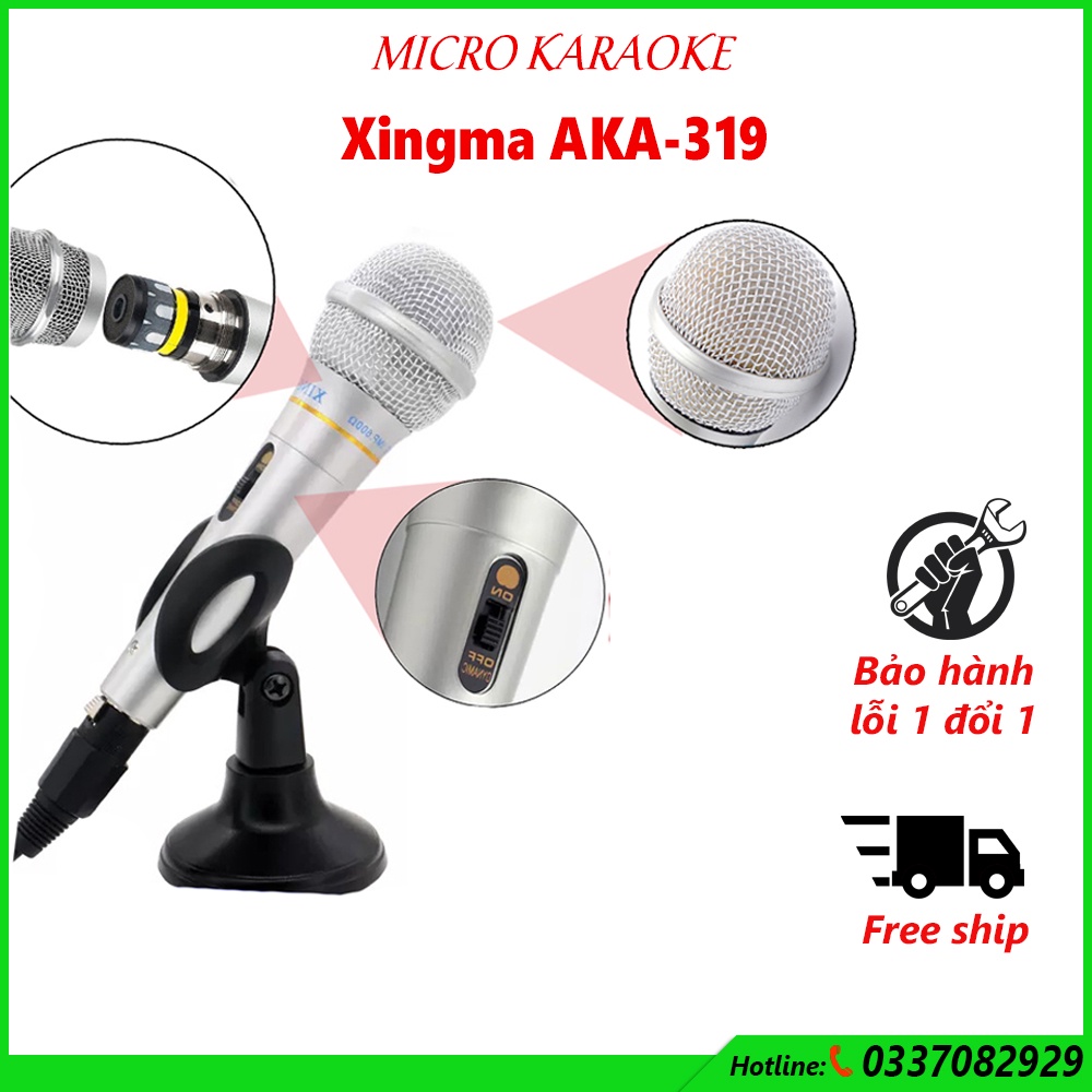 Mic Chống Hú, Chống Rè, Micro Karaoke XINGMA AK-319, Micro Chuyên Nghiệp Có Dây, Micro Hát Karaoke Phòng Thu