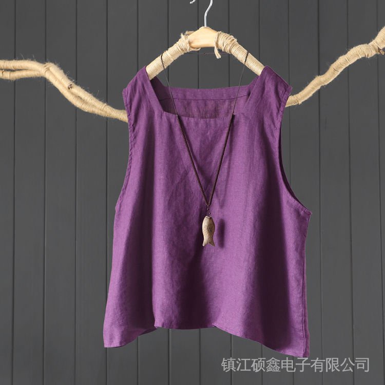 Áo Cotton Lanh Không Tay Dáng Rộng Phong Cách Cổ Điển Dễ Phối Đồ Hàng Mới Dành Cho Bạn Nữ
