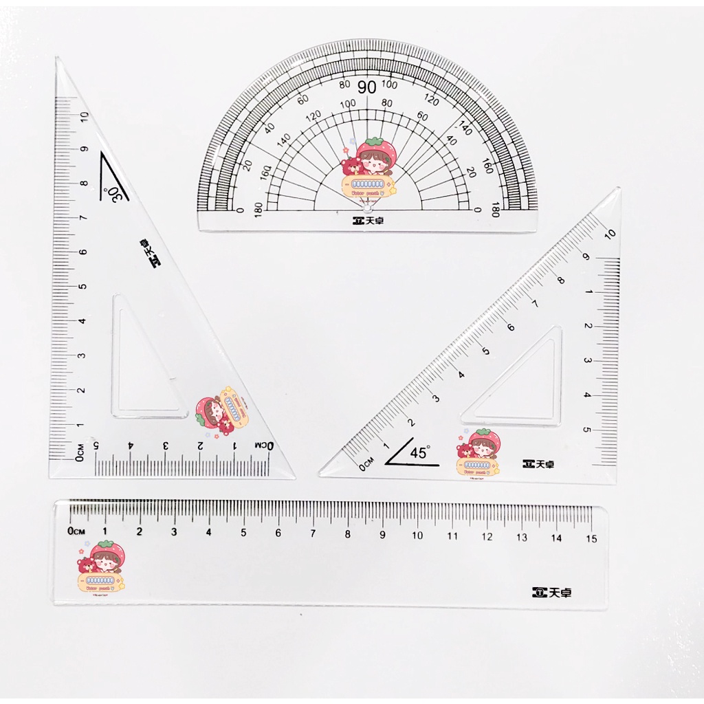 Bộ eke thước kẻ gấu dâu tây lotso thỏ stella cáo lina in hình màu EKNI41 công chúa hoạt hình cute dễ thương DF friends