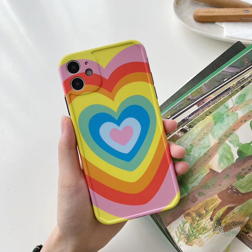 Ốp điện thoại mềm hình trái tim cầu vồng cho iPhone11 11Promax 7Plus 7 8 8 X XR XSmax SE2020 | BigBuy360 - bigbuy360.vn