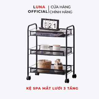 Kệ để đồ khay mắt lưới 3 tầng 4 tầng, kệ xe đẩy spa đa năng bằng thép cacbon sơn tĩnh điện