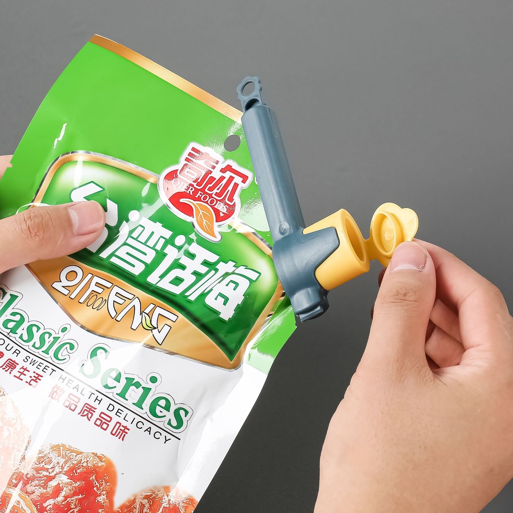 Kẹp Miệng Túi Gói Thực Phẩm Có Nắp Mở Tiện Lợi, Kẹp Khóa Kín Bảo Quản Đồ Ăn